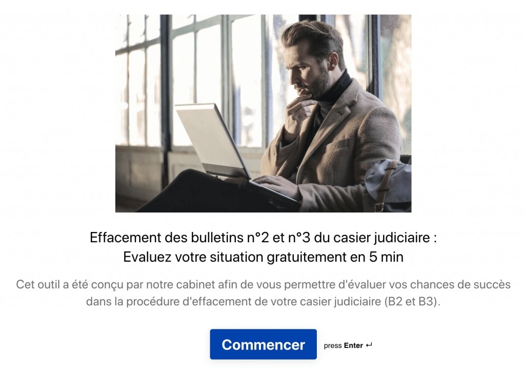 Outil d'évaluation des chances de succès de l'effacement du casier judiciaire par Beaubourg Avocats