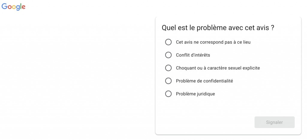 Retirer un avis Google
