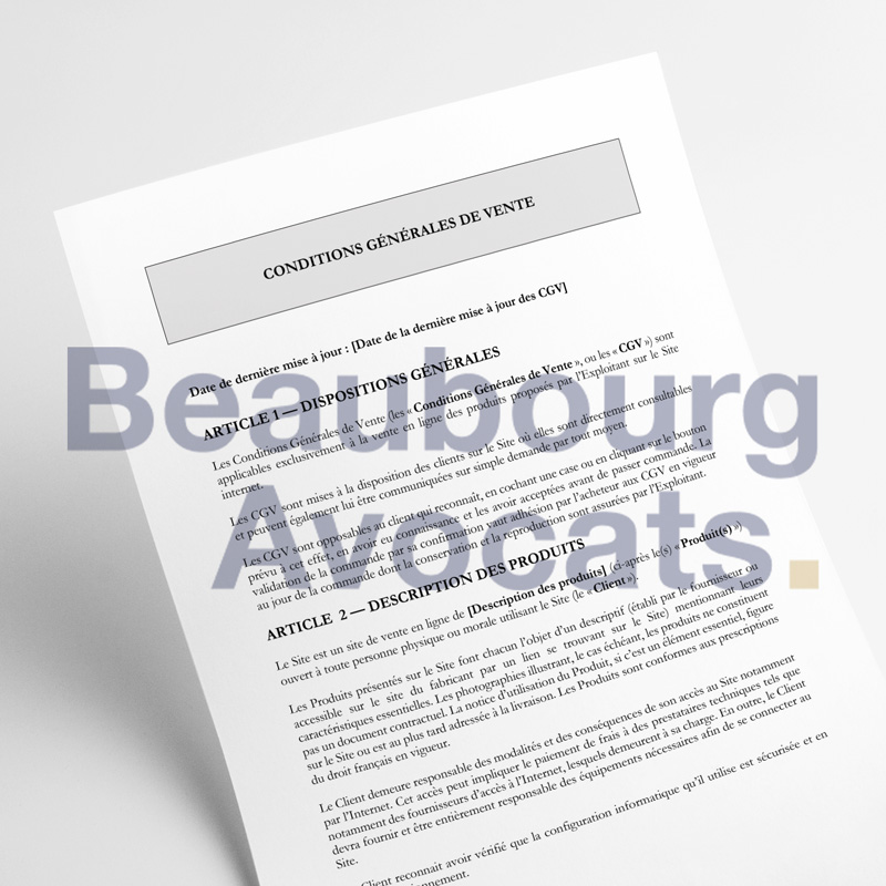 Condition Générales de Vente (CGV)