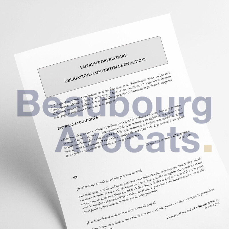Modèle contrat obligations convertibles en actions