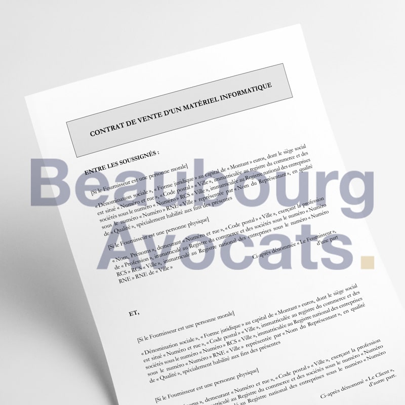 Contrat de vente de matériel informatique
